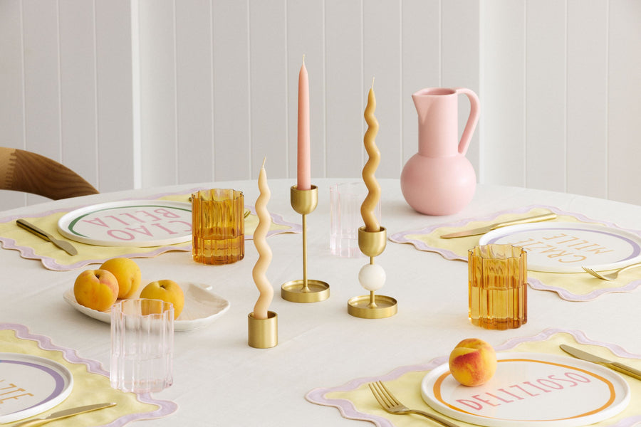 Wavy Taper Candle Set in Marshmallow