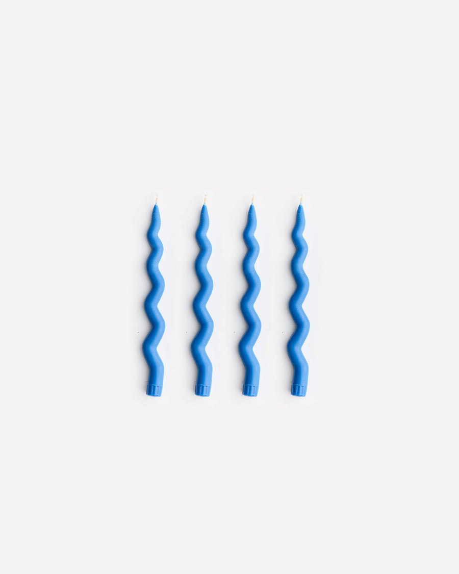 Wavy Taper Candle Set in Cobalt