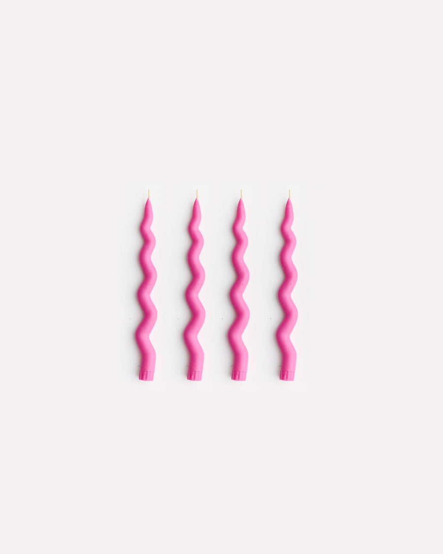 Wavy Taper Candle Set in Fuchsia