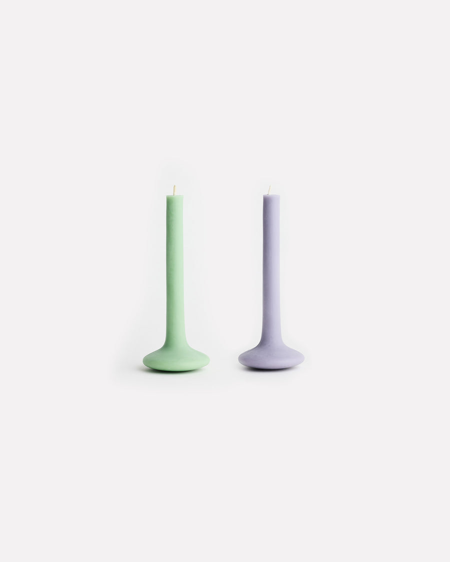 "Goldie" Sculptural Taper in Green Bee + Blue Lavender