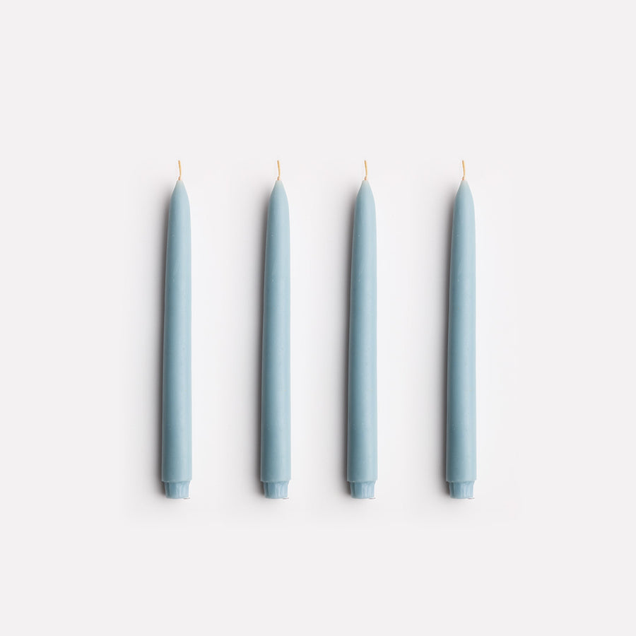 Twinkling Taper Candle Set in Dusty Blue