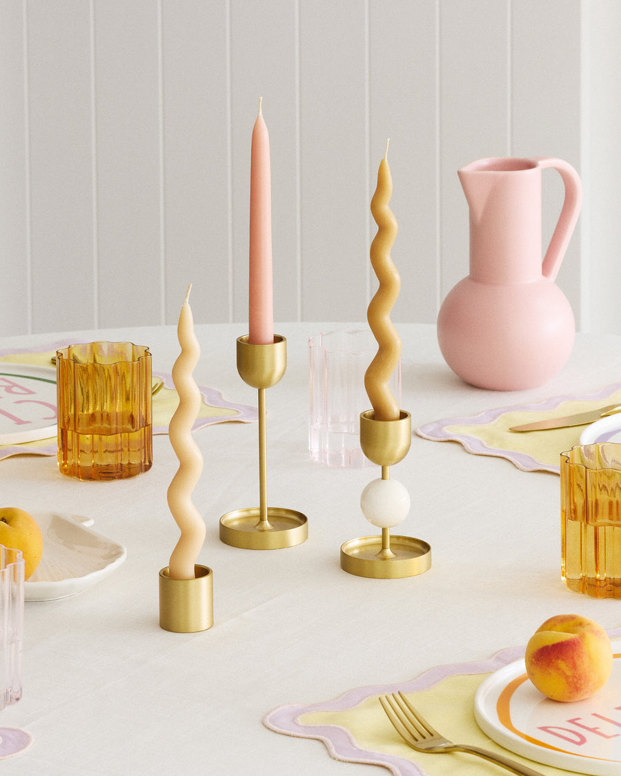 Twinkling Taper Candle Set in Caramel