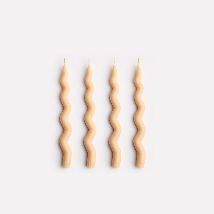 Wavy Taper Candle Set in Nude