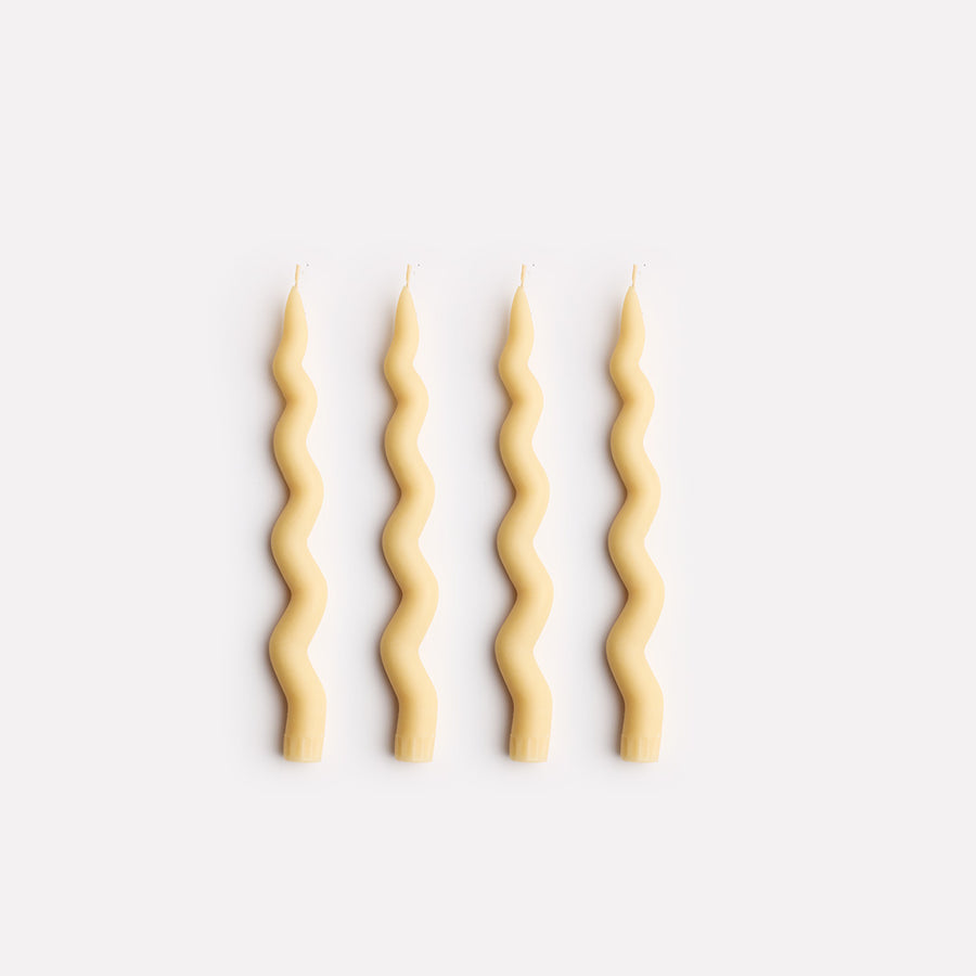 Wavy Taper Candle Set in Vanilla