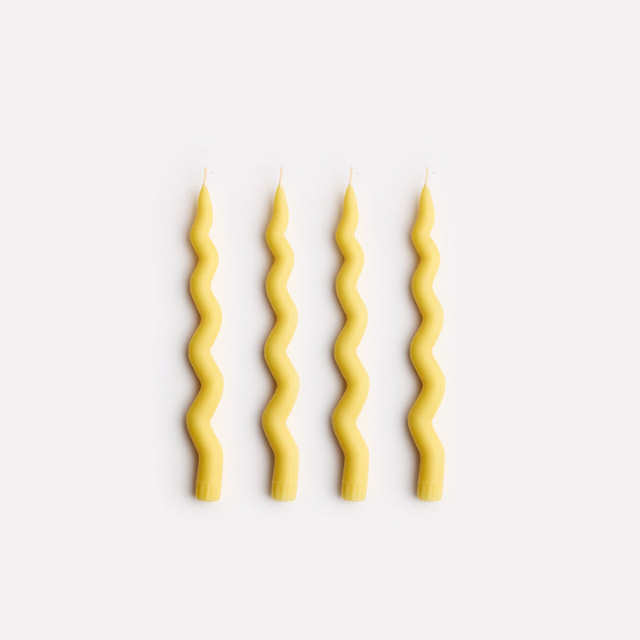 Wavy Taper Candle Set in Lemon Meringue