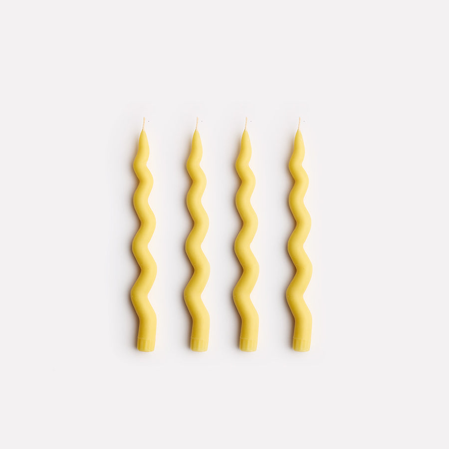 Wavy Taper Candle Set in Lemon Meringue