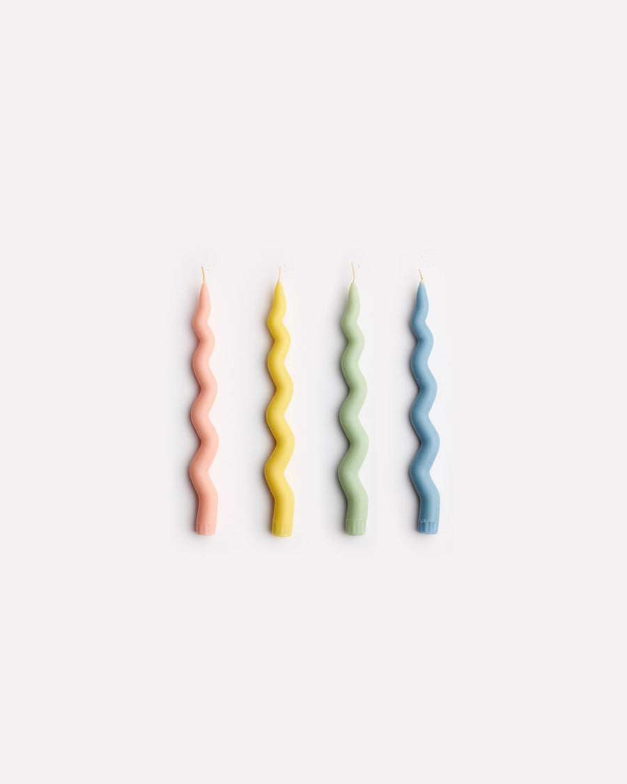 Wavy Taper Candle Set in Pastel Pops